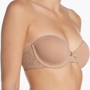 b.tempt’d Strapless Lace Bra - Tan Size 34B